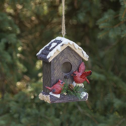 VP Home Hanging Bird Houses HandPainted Decorative Winter Cardinals