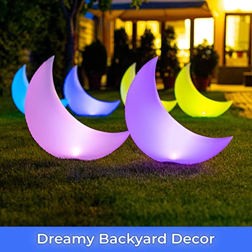 Floating Pool Lights Solar Powered (4 PACK) Crescent Moon Pool Lights - Inflatable LED Lights for Pool, Floating Solar