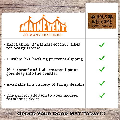 Dogs Welcome People Tolerated Doormat 30x17 Inch, Dogs Welcome Door Mat, Dogs Welcome Entrance Mat Thick Non-Slip, Dogs Welcome Coir Mat, Funny Welcome Mat with Dogs, Dog Welcome Mat for Front Door