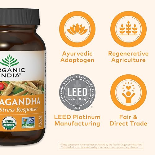 Organic India Ashwagandha Herbal Supplement Endurance & Strength 90 Capsules