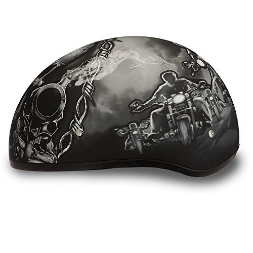 Daytona Helmets Motorcycle Half Helmet Skull Cap Guns 100% Dot Approved