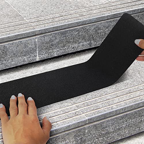 TREADSAFE Premium 6"x30" Anti Slip Grip Traction Tape | Black Pre-Cut Anti-Slip Grip Tape | Black Anti-Slip Indoor Outdoor Strips | Easy Install (15 Pack)