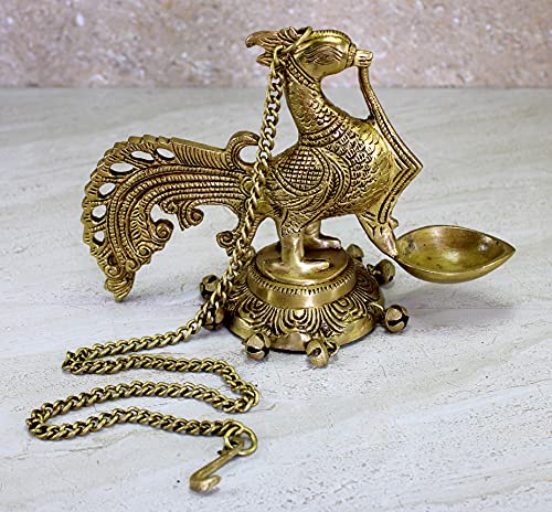 Esplanade Brass Diya Indian Pooja Lamp Design Deepak Kuthu Vilakku Bells Golden