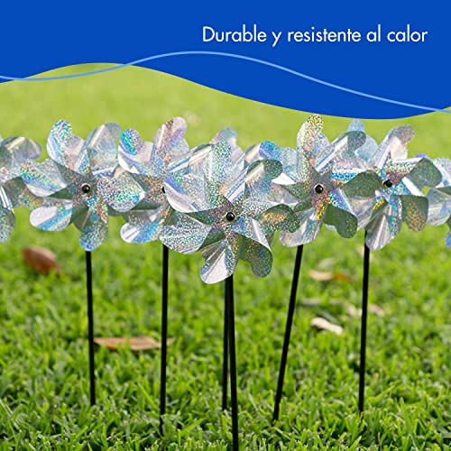 Bird Blinder Repellent Pinwheels Set of 8 Holographic Spinners Silver