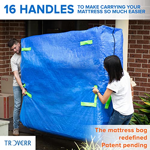 TROVERR Mattress Cover For Moving With 16 Handles QUEEN Size