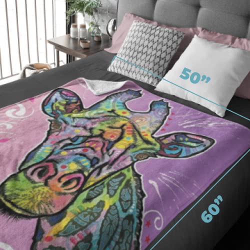 Dawhud Direct Colorful Giraffe Fleece Blanket for Bed 50x60 Dean Russo Giraffe Fleece Throw Blanket