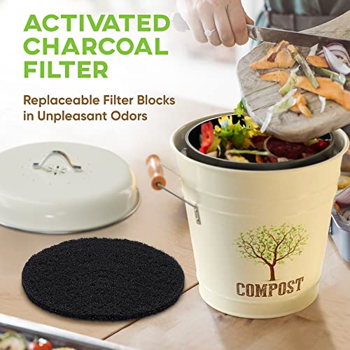 Third Rock Kitchen Counter Compost Bin 1.3 Gallon Charcoal Filter Color Beige