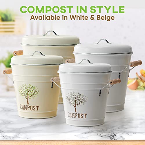 Third Rock Kitchen Counter Compost Bin 1.3 Gallon Charcoal Filter Color Beige