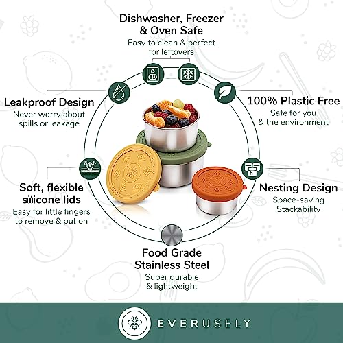 Everusely Small Stainless Steel Containers with Lids Stainless Steel Food
