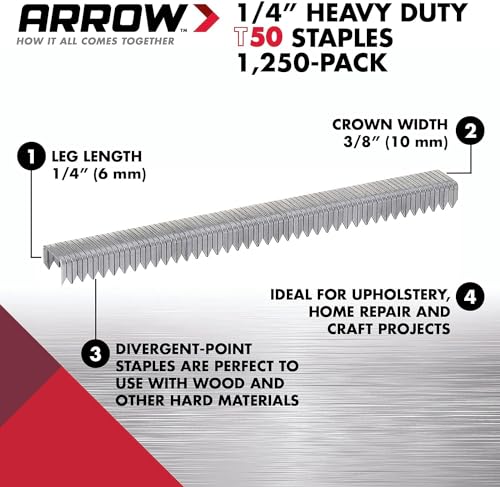 Arrow 504 Heavy Duty T50 1/4-Inch Leg Length 3/8 Inch Crown Staples
