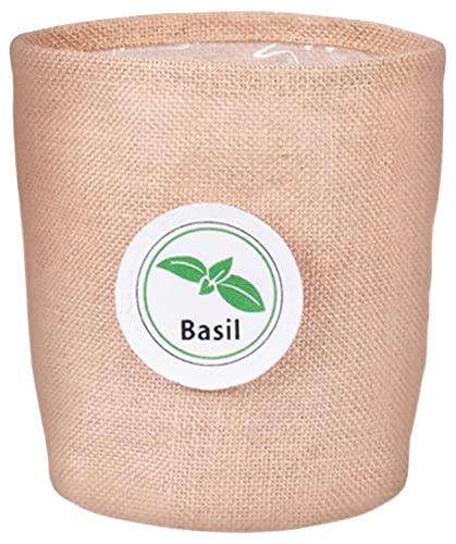 Jute/Burlap Indoor Planters - Stylish Fabric Plant Containers for Indoor Plants/Urban Gardening - Create A Home Garden/Herb Garden on Kitchen Countertop or Windowsill - 5 Fabric Plant Holders (7 inch)