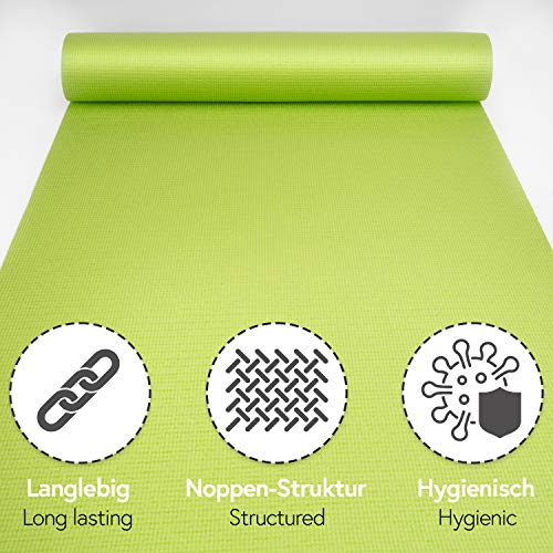 POWRX Yoga Mat with Bag Exercise mat for workout Non slip large yoga mat 68" x 24" 0.15 Inches Thickness Green