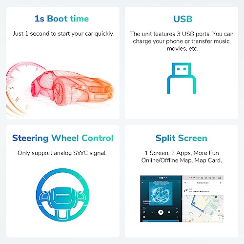 Eonon Android 12 Wireless Apple Carplay & Android Auto Car Stereo Ultra-thin