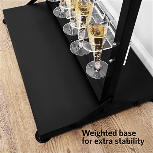 Upper Midland Products Champagne Wall Display Stand Holder, 6 Tier Acrylic Wine Glass & Flute Wedding and Party, Mimosa Bar Decor, Can Hold Up To 36 Cups, Measures 73" x 22" x 16"