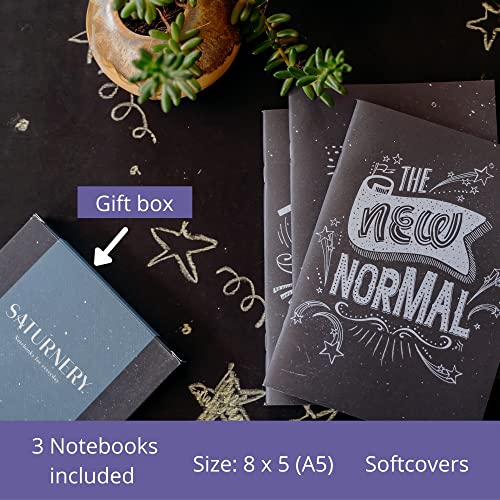 Saturnery Journal Notebook Set of 8.2 Inch X 5.8 Inch 60pg Each Blue or Grey