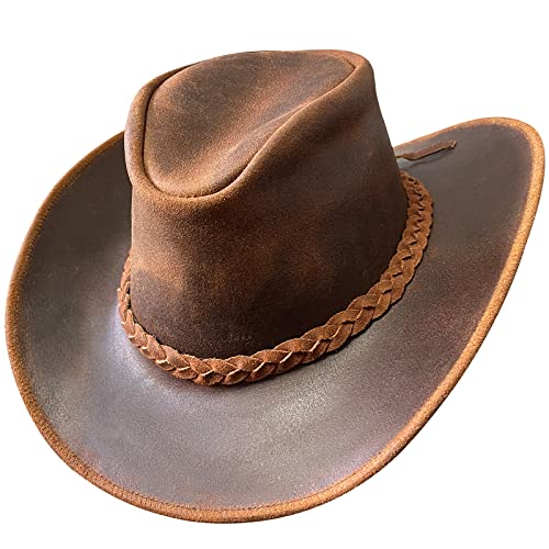 Brandslock Cowboy Hat Handcrafted Lightweight Wide Brim Brown