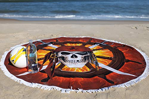 Dawhud Direct Round Beach Towel Blanket 60x60 Inch Sea Pirate