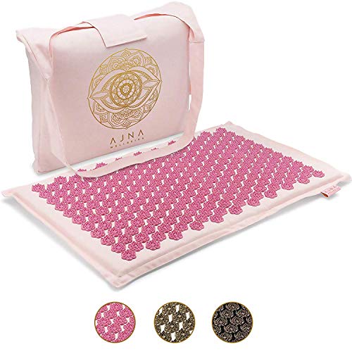 Ajna Acupressure Mat for Massage - Natural Organic Linen Cotton Acupuncture Mat and Bag