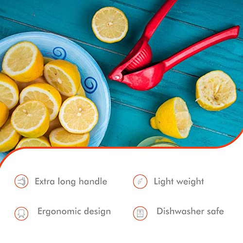 Lemon Squeezer Citrus Juicer Commercial Grade Aluminium Ergonomic Hand Red