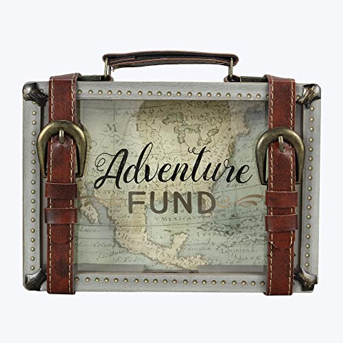 Young's Inc. Wood Adventure Travel Bank - 9'' L x 2" W x 6'' H - Shadow Box Travel Bank - Wooden Adventure Fund Box