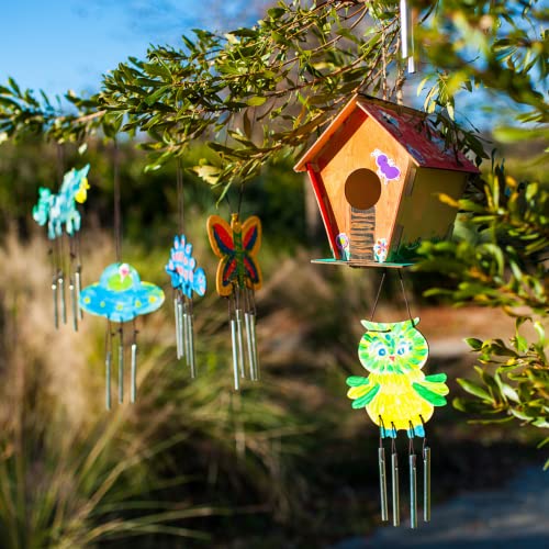 9 Wooden Birdhouses & 9 Wind Chimes Kits for Boys Girls