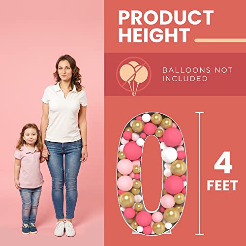 Easy to Assemble Pre-Cut Mosaic Numbers For Balloons - 4FT Number 0 - Marquee Numbers Thick Foam Board Standing Cutouts with Stand - Decoration Supplies for Birthdays, Gracie Corner, Baby Shower