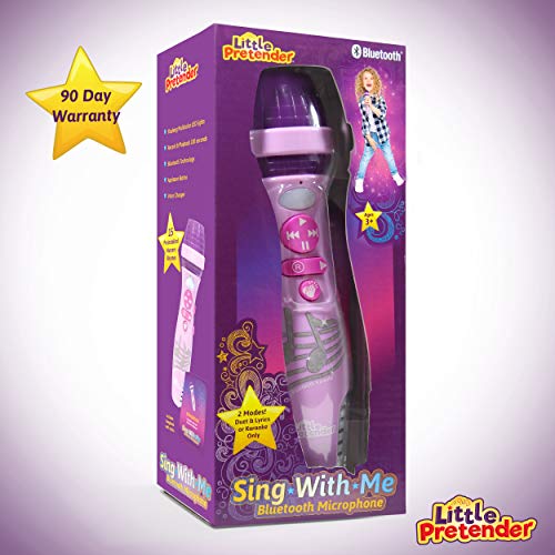 Little Pretender Kids Microphone Voice Changer Microphone Bluetooth Connectivity and 15 Pre-Installed Nursery Rhymes Ages 3+, Pink