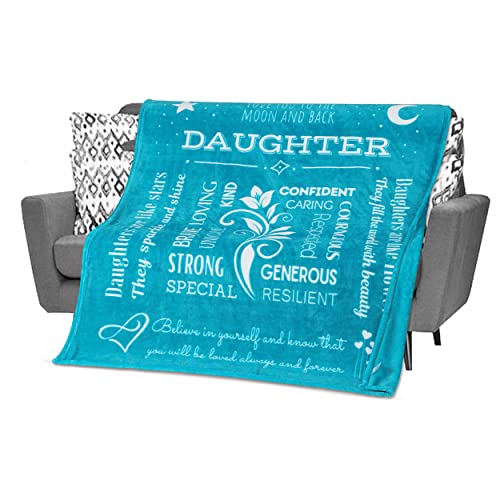 FILO ESTILO to My Daughter Blanket, Gifts for Daughter from Dad, Mom, Daughter Gifts for Teen Girls, Grown Women, Daughter Presents for Birthday, Mothers Day, Throw 60x50 Inches (Teal)