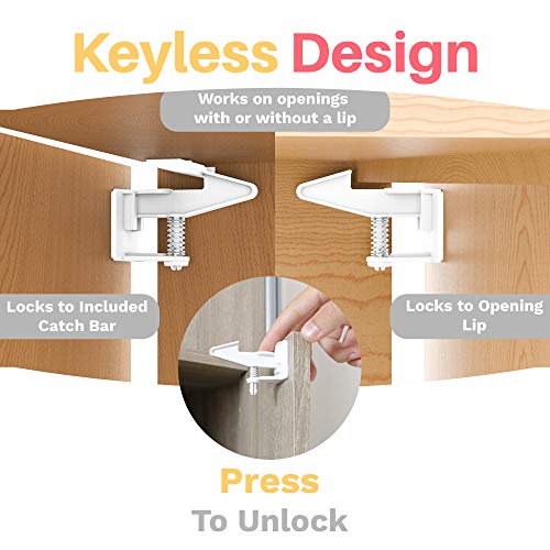 Cabinet Locks Child Safety Latches Baby Proofing Cabinets & Drawers Locks 8 Pack