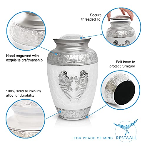 RESTAALL Angel Wings Urns for Ashes White Decorative Urns