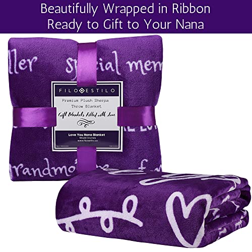 FILO ESTILO Nana Gifts from Grandkids, Nana Blanket Grandson 50x60 Inches Purple
