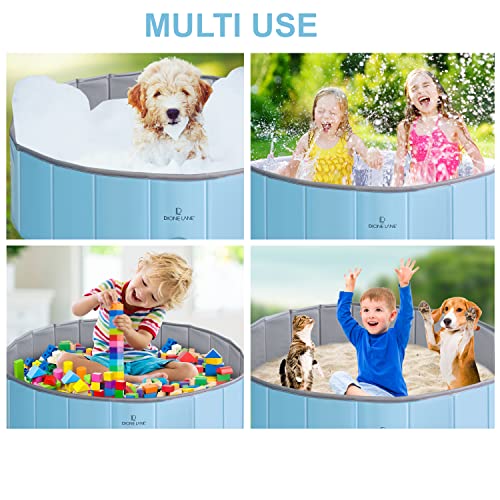 DIONE LANE Foldable Dog Pool - Thickest Kiddie Pool - Hard Plastic Pool for Kids and Dog Swimming Pool - Kids Pool - Toddler Plastic Kiddie Pool for Dogs - Dog Ball Pit - Dog Pools for Large Dogs
