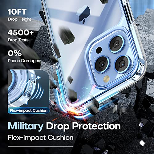 TAURI 5-in-1 for iPhone 13 Pro Case, [Not-Yellowing] with 2 Screen Protector + 2 Camera Lens Protector, [Military Grade Protection] Shockproof Slim for iPhone 13 Pro Phone Case 6.1 inch, Clear