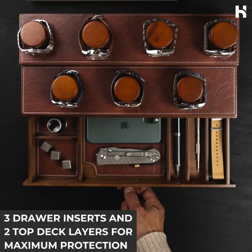 Holme & Hadfield Rustic Brown Leather Watch Padding Set Display Case Accessory