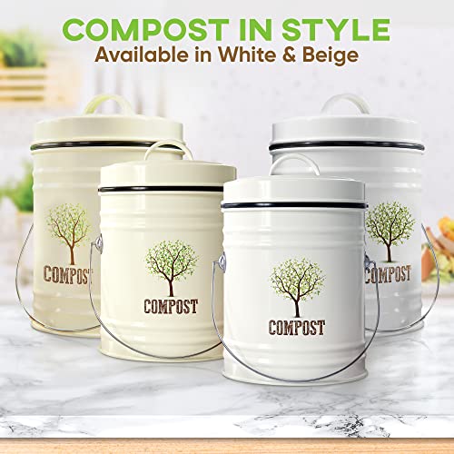 Third Rock Kitchen Compost Bin Compost Bucket Liner 1.3 Gallon White