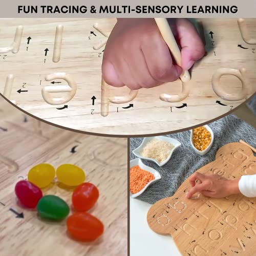 Wooden Alphabet Tracing Board - ABC Learning For Toddlers - Letter Tracing For Kids Ages 3-5 - Montessori Toys for 4 Year Old Waldorf