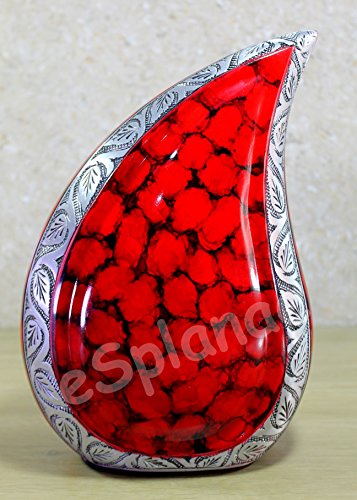 Esplanade Metal Cremation Urn Memorial Jar Pot Container 10 Inches Fiery Red
