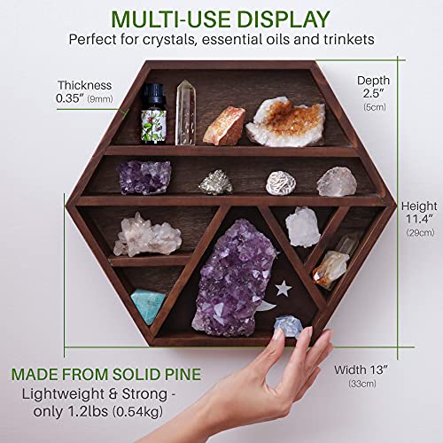Enso Sensory Tsuki Crystal & Rock Display Shelf Hexagon Plants