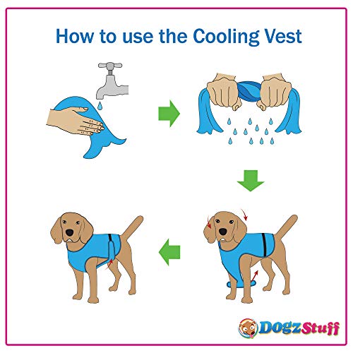 DOGZSTUFF Dog Cooling Vest Triple-Layer Microfiber Cooling Jacket. Dual Function Light Cold Weather Coat, Summer Shirt or Winter Vest. for All Small Medium or Large Dogs (XS, Light Blue)