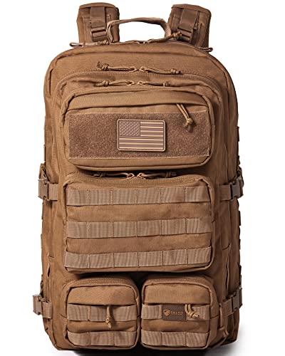 Brown Tactical Backpack - 2.4x Stronger Work and Military Backpack - Water Resistant and Heavy Duty Large Backpack (50L)