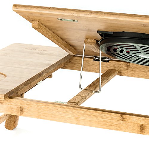 Aleratec Natural Bamboo Tablet and Laptop Stands Up to 15-inch | Lap Desks Cooling Stand with Fan | Table Desk | Computer Workstations | Bed Table Tray for Home or Office