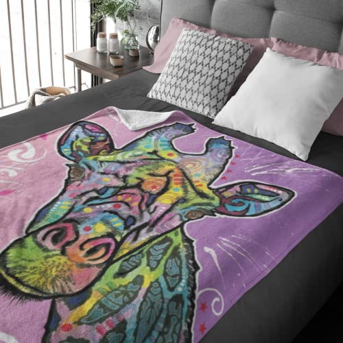 Dawhud Direct Colorful Giraffe Fleece Blanket for Bed 50x60 Dean Russo Giraffe