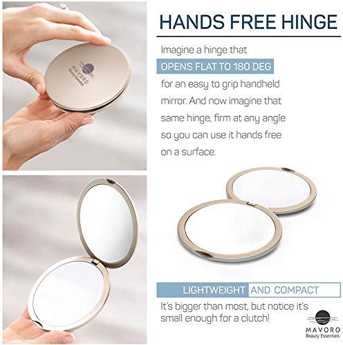 Magnifying Compact Mirror for Purses Distortion Mirrors Champagne Gold