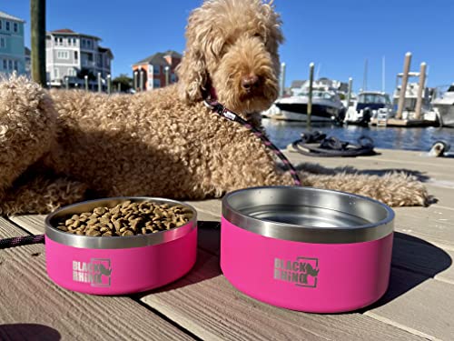 Black Rhino Dura Bowl 42 Oz Insulated Stainless Steel Dog Small to Large Pink