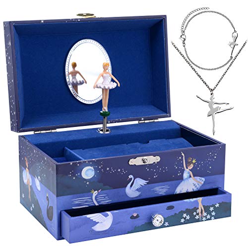 Jewelkeeper Ballerina Music Box & Little Girls Jewelry Set - 3 Ballerina Gifts for Girls - Jewelry Box for Girls