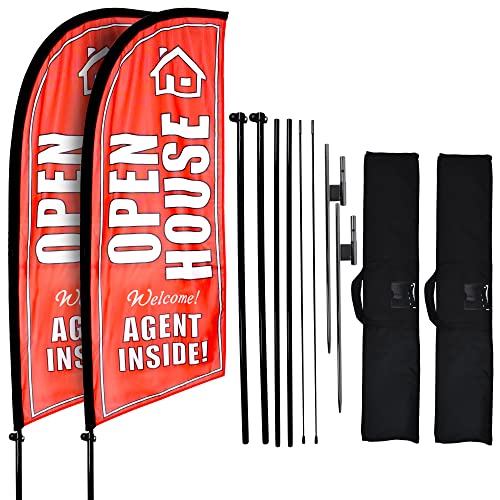2 Pack Open House Flags Signs Banners or Real Estate Flags for Real