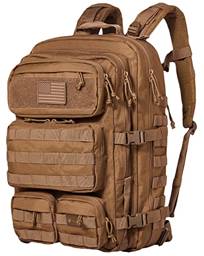 Brown Tactical Backpack - 2.4x Stronger Work and Military Backpack - Water Resistant and Heavy Duty Large Backpack (50L)
