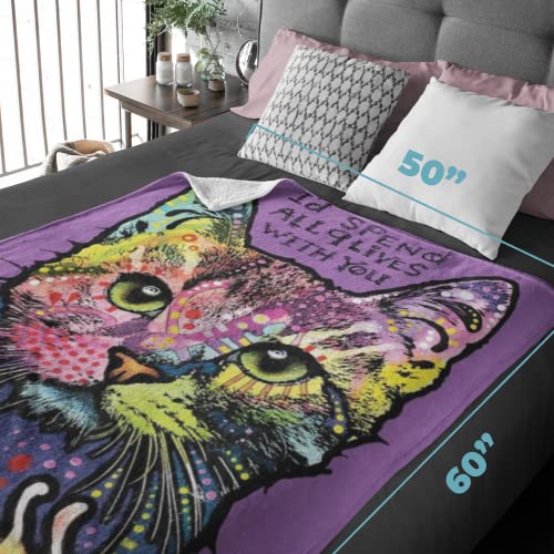 Dawhud Direct Colorful Cat Fleece Blanket for Bed 50 X 60 Inch Dean Russo 9 Live