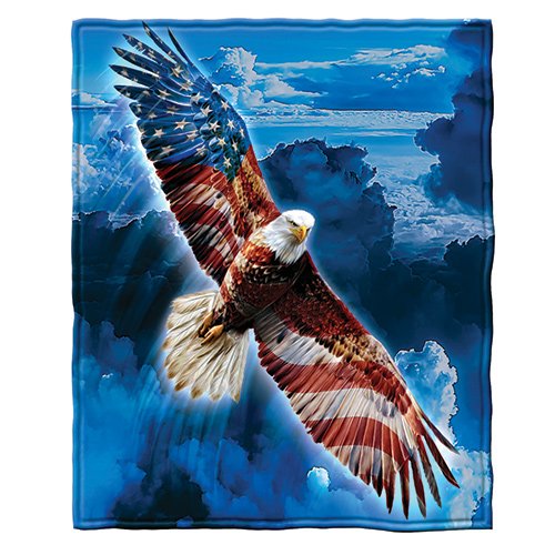 Dawhud Direct American Eagle Fleece Blanket for Bed 50" x 60"