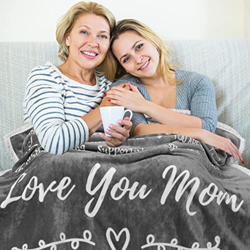 FILO ESTILO Mothers Day Gifts for Mom Blanket from Daughter or Son, Thoughtful, Unique Mom Blanket Filled with Sentimental Meaningful Words to Say Love You Mom 60x50 Inches (Grey, Sherpa)